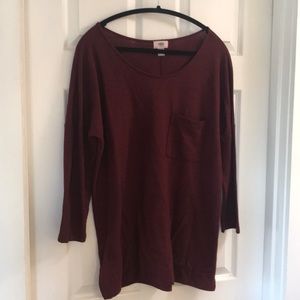 Burgundy soft long sleeve shirt